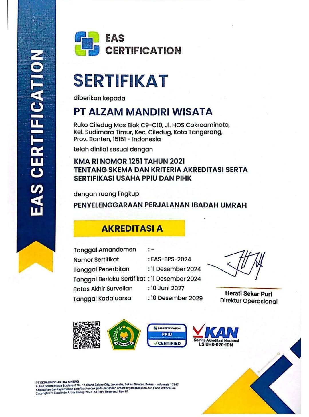 UmrahBISA Karawang - Sertifikat Akreditasi A